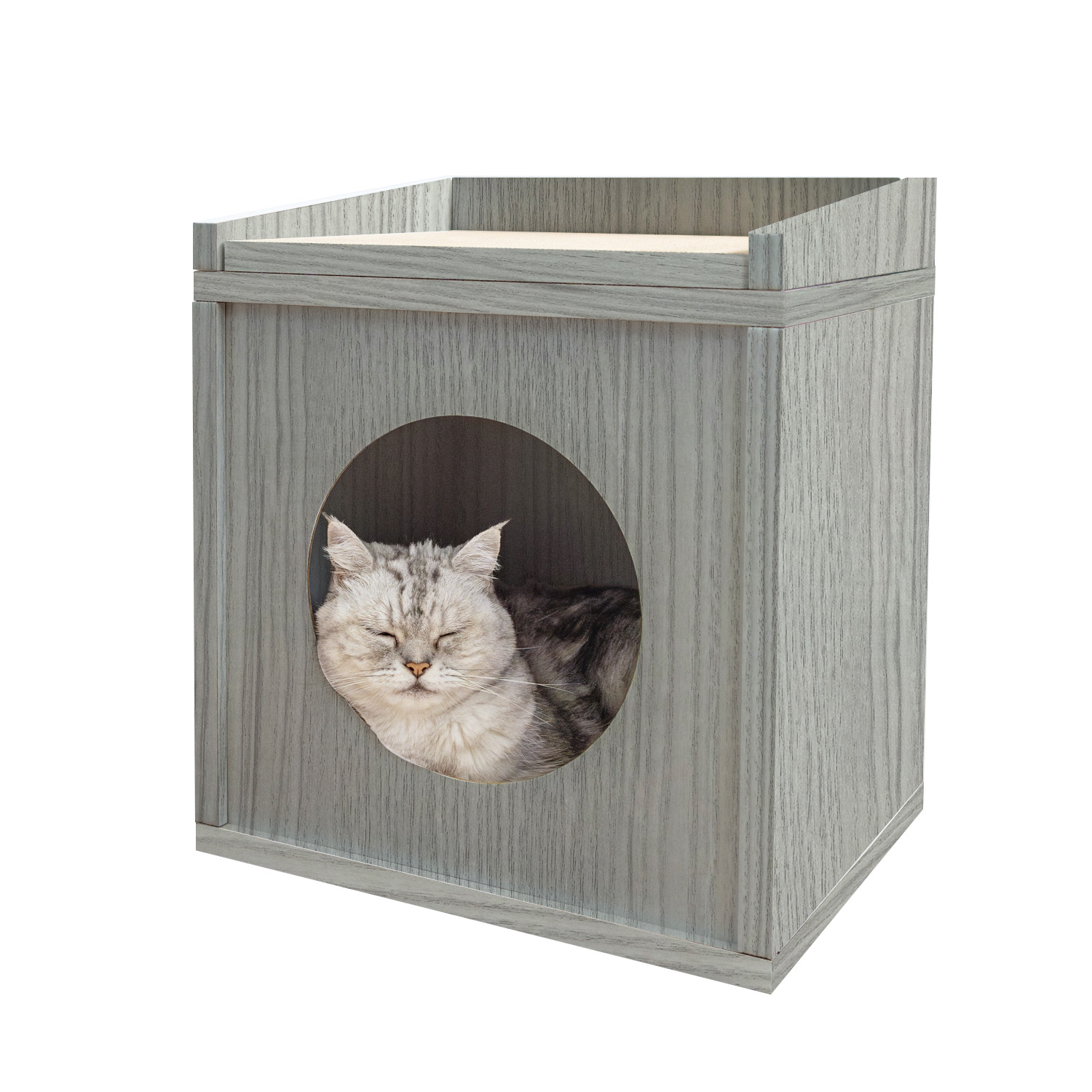 Cat House with Scratcher Platform